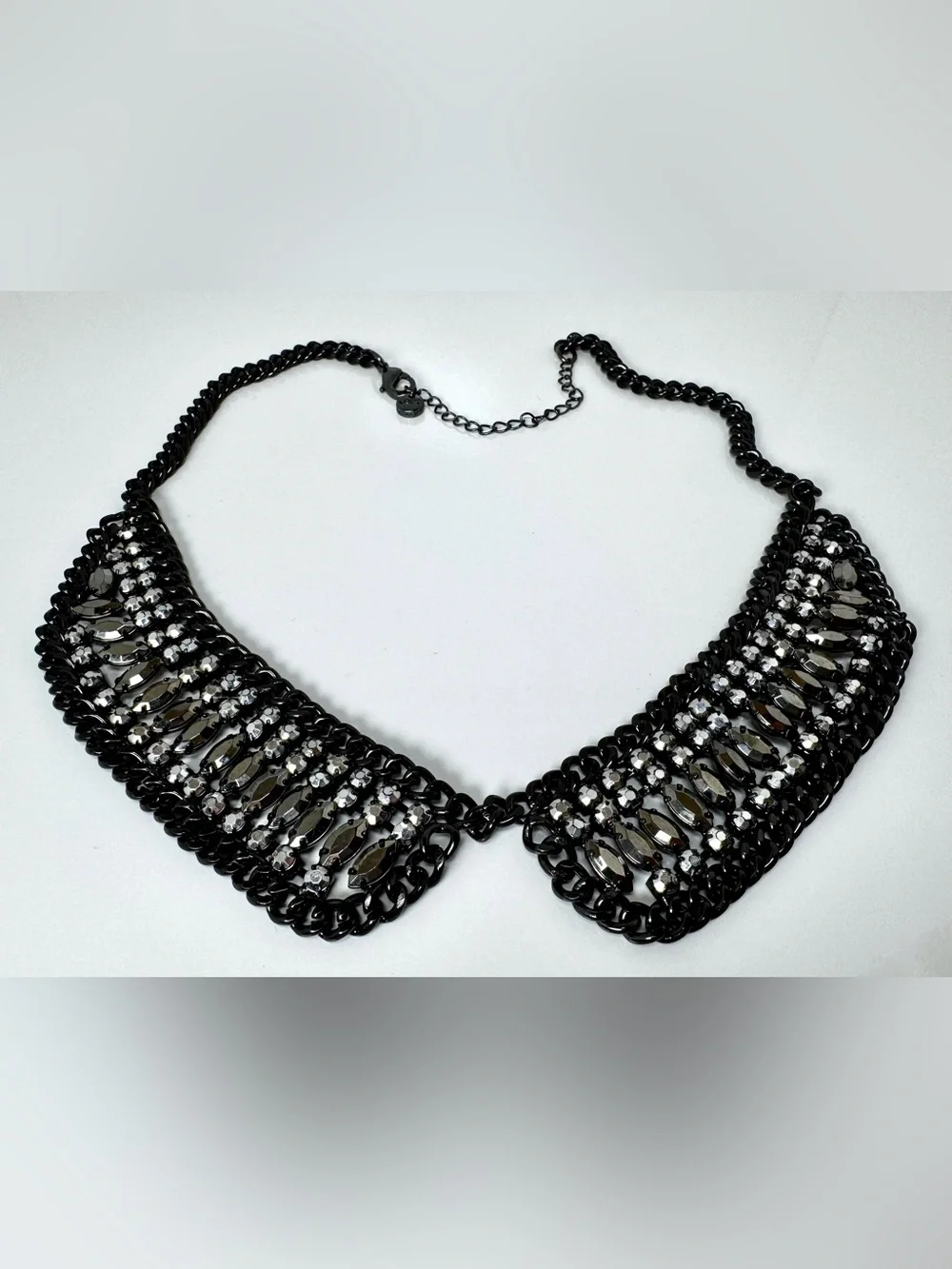 Loft Statement Gunmetal Crystal Collar Necklace #1756